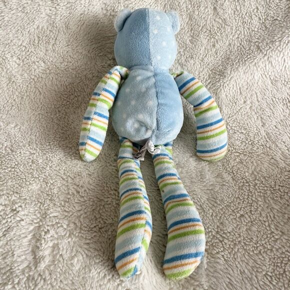 Baby Ganz Softies Bear Blue Surf Polka Dots Stripes Heart On Chest - Picture 3 of 6